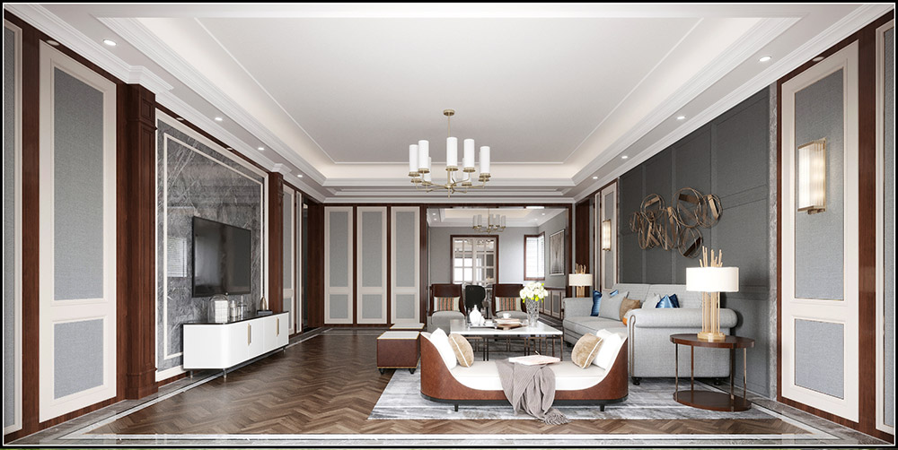 简美风格室内装修效果图-九溪墅四居140平米-客厅 简美风格室内装修效果图-九溪墅四居140平米-客厅